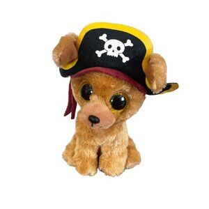 Ty Beanie Boos Rowan Puppy Dog Pirate Plush Stuffed Animal Silk Fabric